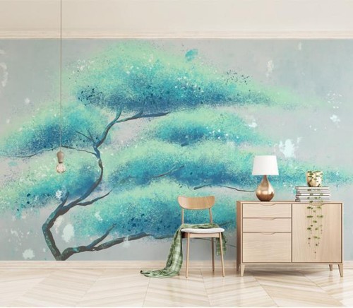 3D Art Blue Tree J528 Wallpaper Mural Wall Print Wall Wallpaper Murals US Erin - Picture 2 of 12