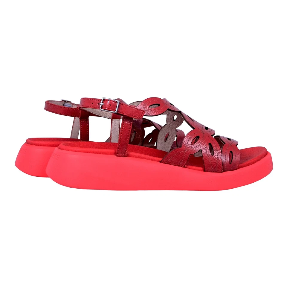Wonders Darya Damen Sandalen Flach Rot Leder C-6542 - Komfort - Bild 4 von 4
