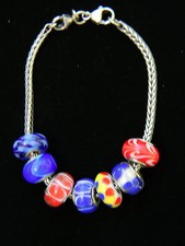 7 Trollbeads Style and Sterling Silver Bracelet 7.5 Inches