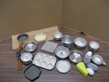 Toy Box LOT Pots Pans Lids Fun Pretend Play Cooking Dish Dishes Imagination