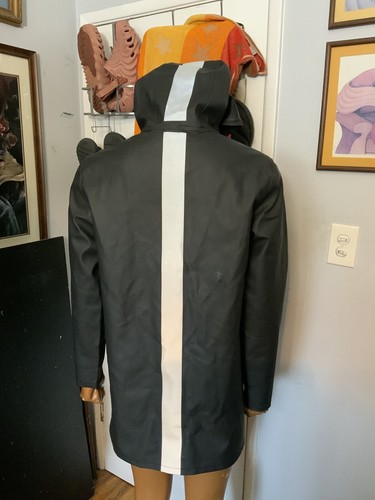 $345 Stutterheim Stockholm Reflective Stripe Classic Raincoat Parka Jacket Sz. S - Picture 17 of 23
