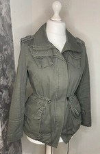 Witchery Jacket Womens Small Green Khaki Military Cotton Coat