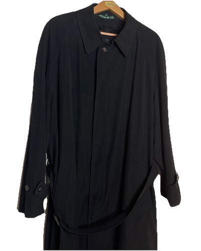 Lauren Ralph Lauren Vintage Trench Coat Black Removable Lining 42L Wool Blend - Picture 4 of 16