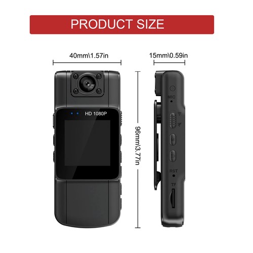 20 Hour 1080P Camcorder Mini Police Body Camera HD 180° Video DVR IR Night Cam - Picture 2 of 10