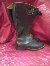 Stivali alti con lacci e ghette da pattuglia vintage tg. 39 . In pelle nera .