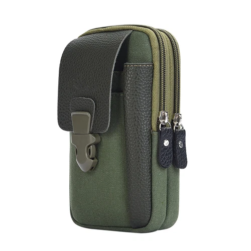 Canvas Men Waist Belt Bags Business Sports Casual Male Zip Mobile Phone Pouch - Picture 22 of 39