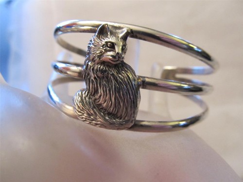 Brazalete de Plata Esterlina Carol Felley Gato Gato De Colección - Imagen 7 de 10