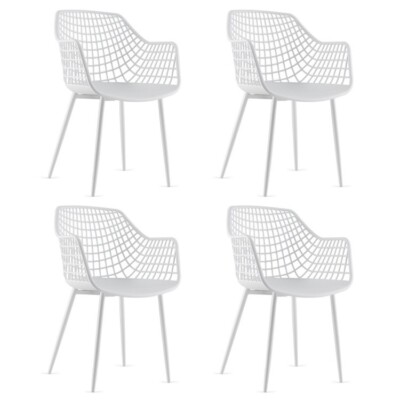 Set Of 4 Modern Dining Chair Ergonomic Reclining Backrest With Curved Surface
