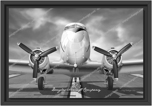Aircraft,DC3,DC-3,C41,C47,C53,R4D,Skytrain,Skytrooper,Dakota,Canvas,BLK/WHT - Picture 9 of 13