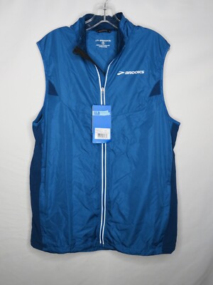 NWT BROOKS 210666 BALTIC/POSEIDON ZIP FRONT ESSENTIAL VEST IV SZ L #Y802