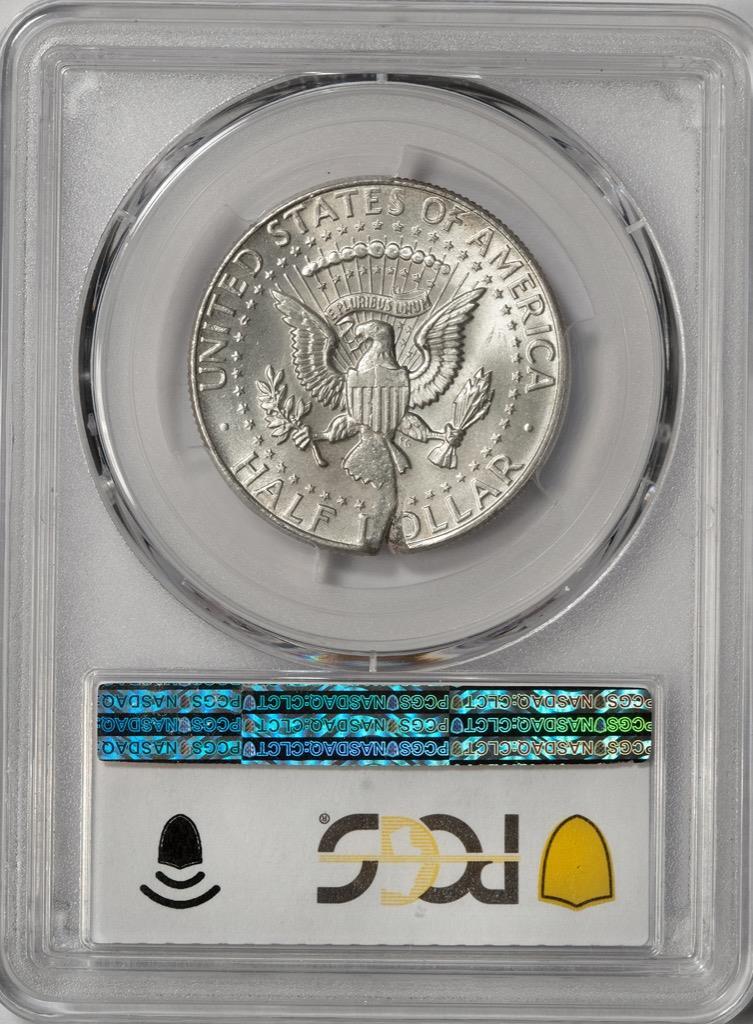 1964 PCGS MS64 Large Cracked Planchet Kennedy Silver Half Dollar