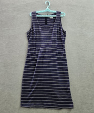 Old Navy Women Dress Large Blue Striped Midi A Line Sleeveless Waist Tie