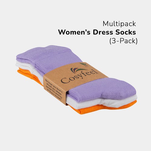 Cosyfeel® Women Crew Dress Socks 3-Pack Bamboo Material Durable Seamless Toe - Picture 133 of 133