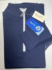 Tailored Sportsman ICEFIL Long Sleeve Ziptop Shirt Navy/ White Medium