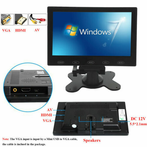 Mini 7"/10"/10.1" LCD CCTV Monitor PC Screen AV/RCA/VGA/HDMI for DSLR Raspberry - Picture 13 of 21