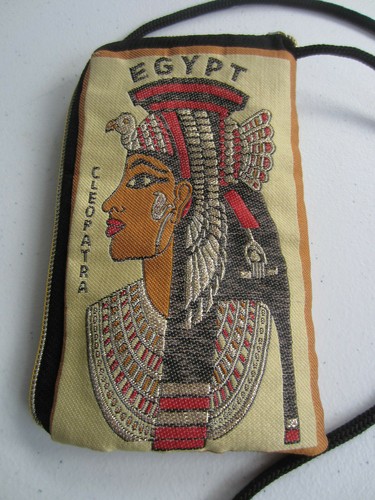 "Cartera de identificación celular con cremallera bordada Cleopatra Egipto con correa de 4"" x 6" - Imagen 4 de 5