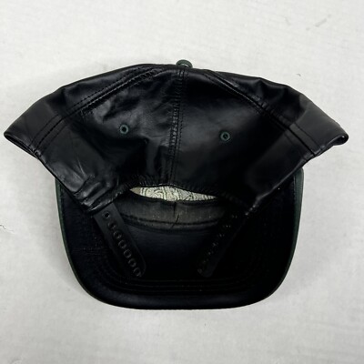 Vintage 90s Leather Green Bay Packers Snapback Hat Cap Black NFL