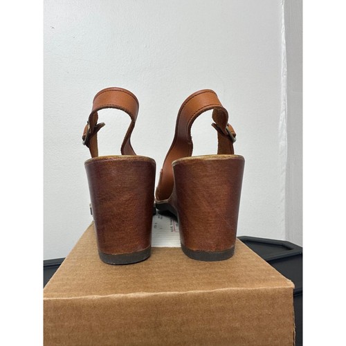 Vintage 1970s Brown Leather Sandals, Mason Shoe Co Size 9 1/2 Narrow Wedge Heel - Picture 5 of 14
