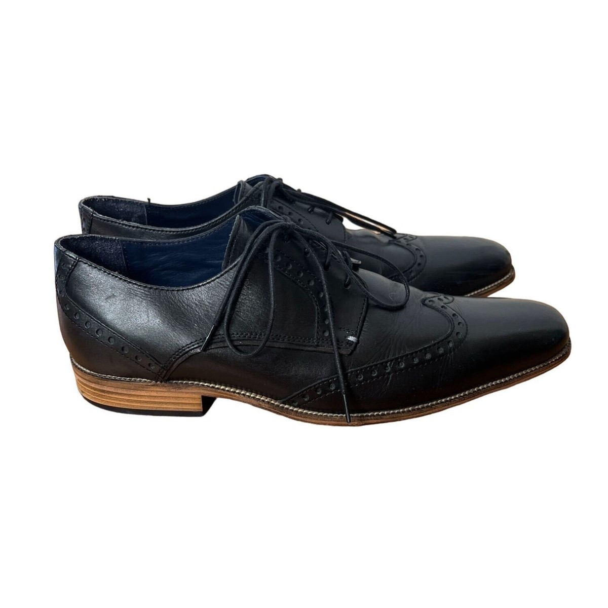 Classic Men\'s Black Leather Brogue Dress Shoe Mens Real Leather Classic Brogues Black Laced Shoes Smart  main image 2