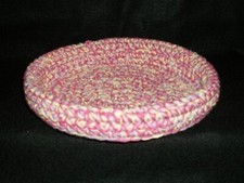 New Unique Handmade Crochet Bowl Basket Pink Purple Yellow Triple Strand