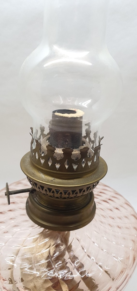 Lampe à pétrole en verre ou cristal soufflé XIX Baccarat Saint Louis patriotique - Verres