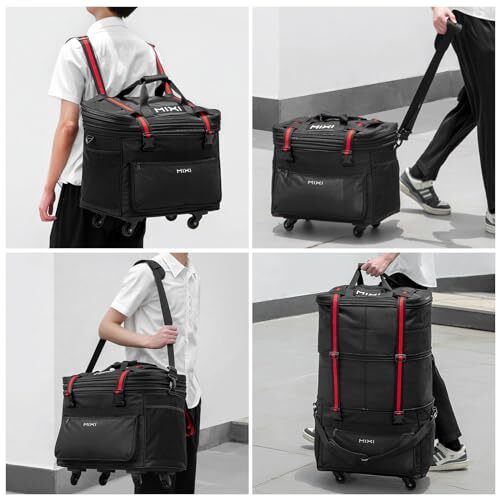 Reisetasche mit Rollen erweiterbar faltbar Gepäcktasche faltbar schwarz - Bild 4 von 6