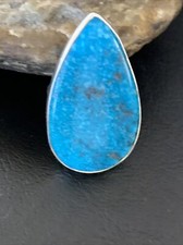 Womens Blue Kingman Turquoise Navajo Sterling Silver Ring Size 7 11813