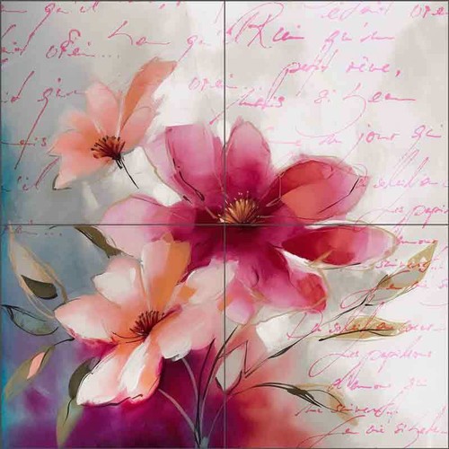 Floral Tile Backsplash Andrea Haase Flower Art Ceramic Mural OB-HAA2122 - Picture 4 of 7