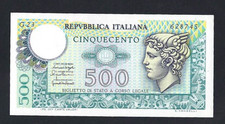 REPUBLIC, 500 LIRE MERCURY STATE NOTE DECEMBER 20, 1976 FDS UNC!