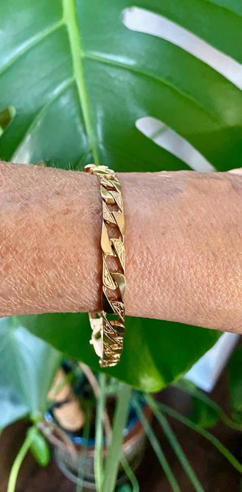 Milros Italian 14K Gold Figaro Bracelet 8" – 4mm Diamond Cut  – 11.2g - Image 3 of 4