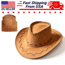 US Brown Western Cowboy Cowgirl Hat Adjustabl...