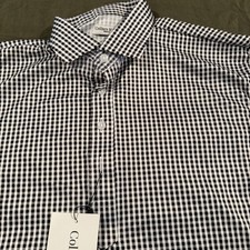 NWT Collars  Co Dress Collar Polo Shirt Men Medium Black White Checkered
