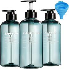 3 Pack Empty Shampoo Bottles with Pump, 500Ml Refillable Shampoo Bottle, Body Wa