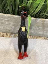 Vintage Rubber Squeaky Chicken RARE BLACK Chicken WORKS GREAT! 7”T