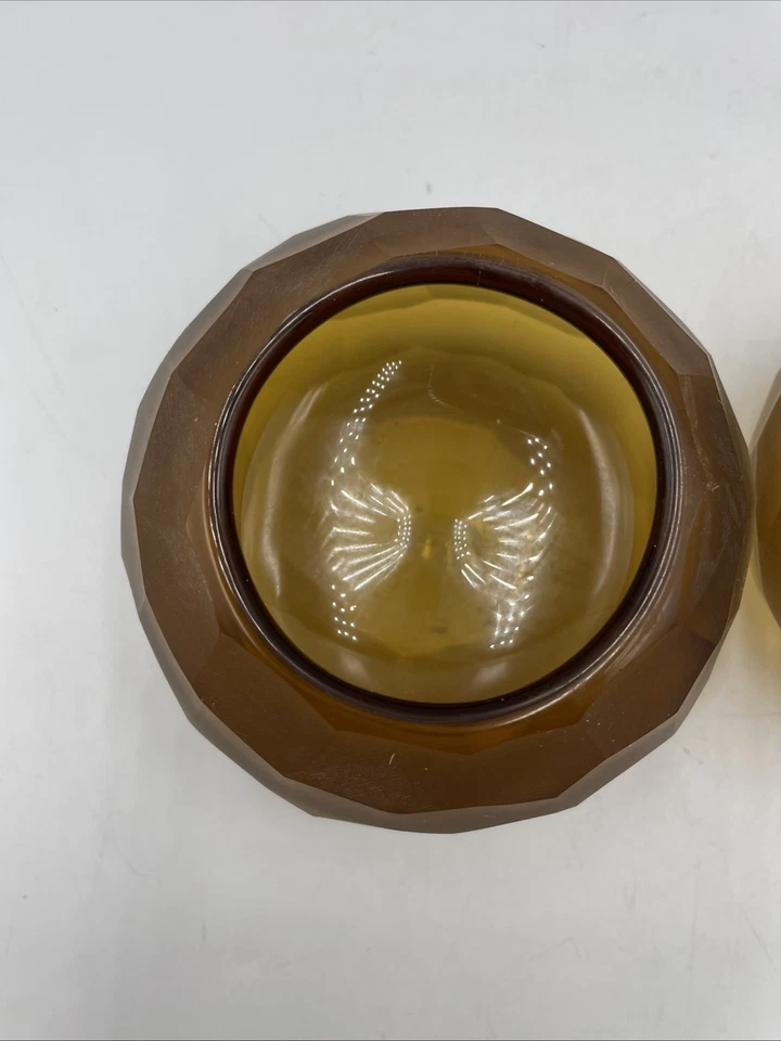 rosenthal studio glass Pair Of Candle Holders Amber Brown art collectable - Image 4 of 4