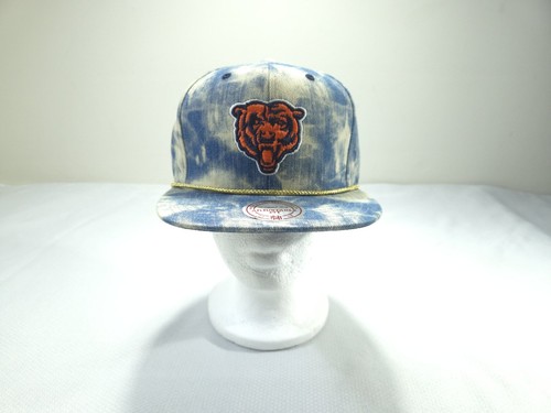 Chicago Bears Hat Cap Mitchell Ness Snap Back Denim Blue Adjustable Fit Mens