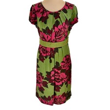 Boden Pleated Green Pink Cottage Floral Sheath Dress 4