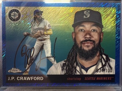 2025 Topps Chrome Platinum - J.P. Crawford Blue Shimmer Refractor /100 Mariners