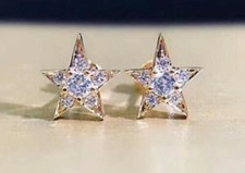Delicate 2Ct Round Lab-Created Diamond Star Stud Earrings 14K Yellow Gold Finish