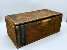 Vintage Los Meirtos Cubano Wood Cigar Box Lidded Reina Victoria Extra NY Stamp