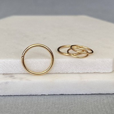 Solid Gold Nose Ring Hoop, 14k or 10k Gold Hoop, 6, 7, 8 or 9mm 18, 20, 22 gauge