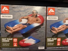 Ozark Trail Easy Float Lounge Inflatable Swimming Float Red/Blue 39" Diameter