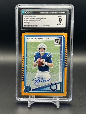RILEY LEONARD ~ 2025 Donruss Orange Rated Rookies Autograph AUTO CGC 9 Colts
