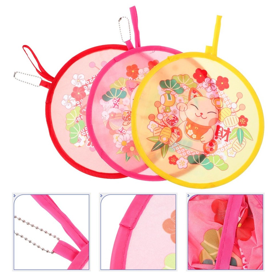 3 Pcs Round Hand Fan Retro Foldable Decorative Folding Fans Portable ...