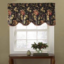 Elegant Black Cotton Valance 50" X 15" Stylish Home Window Treatment
