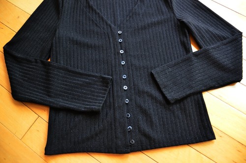 Anthropologie Maeve Ribbed Cardigan Sweater Small Black Metallic Size L - Bild 4 von 7