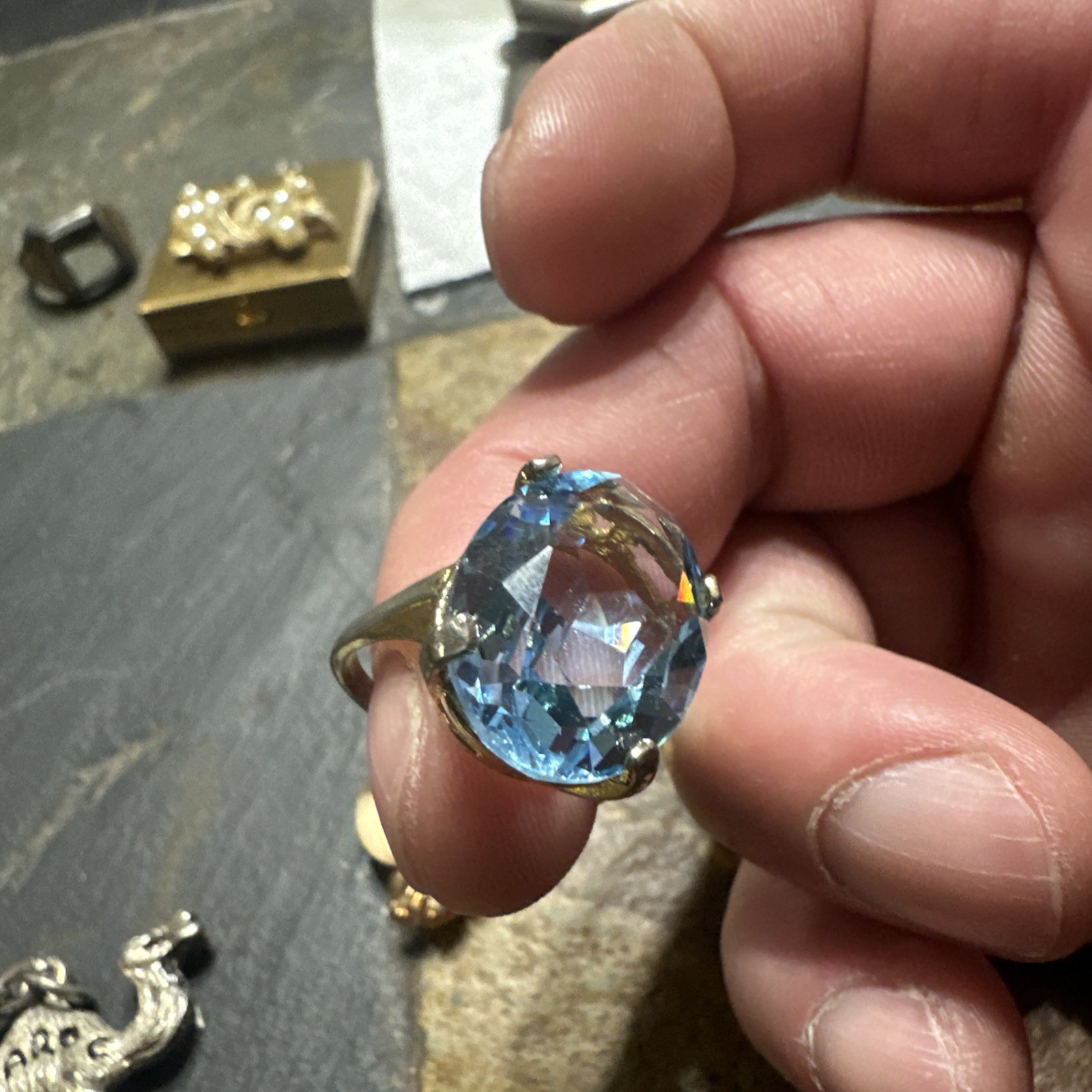 Large Statement Ring Featuring Large Blue Topaz - image 3