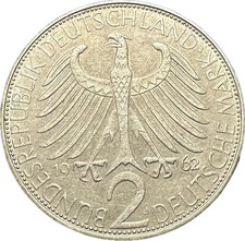 2 Deutsche Mark - Germany - Max Planck - Deutschland - 1858-1947 - Coin 1962