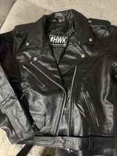 HWK Brando Leather Water Resistant Motorcycle Jacket for Women, Large - Black