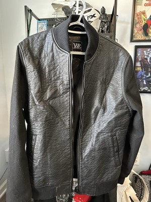 Men s Young and Reckless Leather Varsity Jacket Size Medium